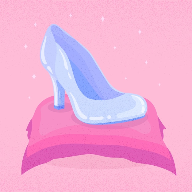 Free Vector cinderella glass show on pink pillow