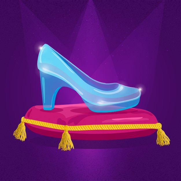 Free Vector cinderella glass show on royal pillow