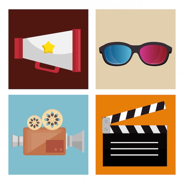 cinema entertainment set icons