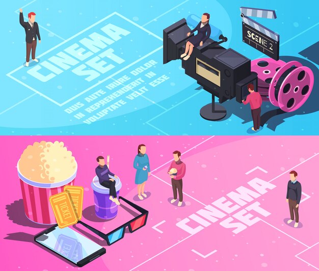 Cinema Horizontal Isometric Banners