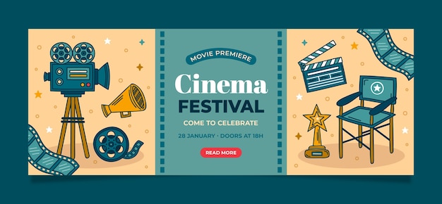 Free Vector cinema and movie festival social media cover template