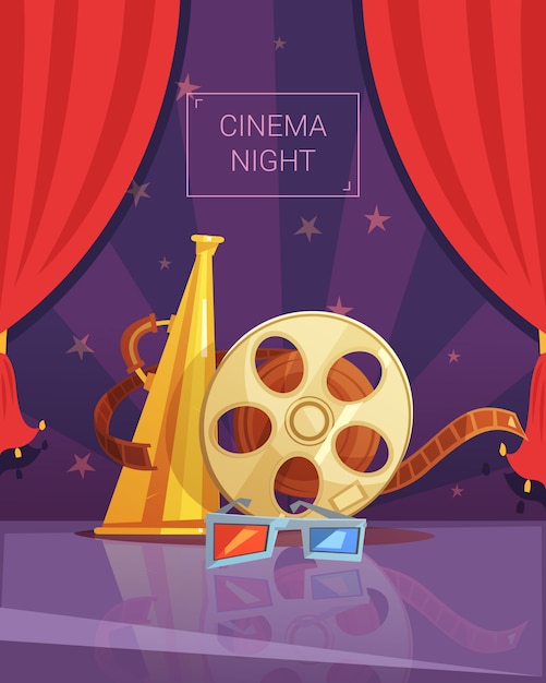 Cinema night cartoon background 