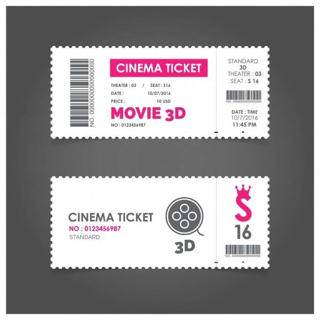 Cinema ticket with pink details