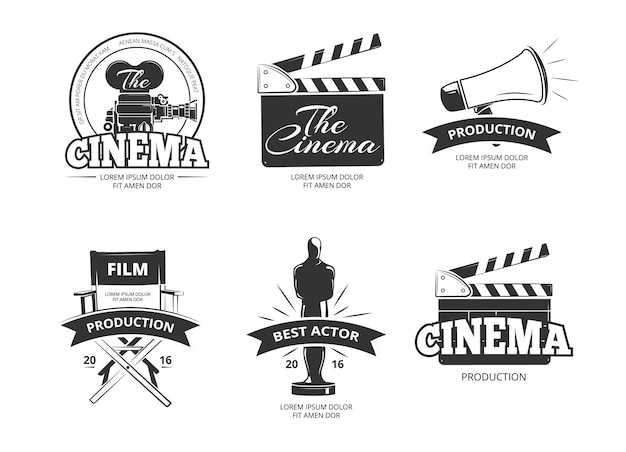 Free Vector cinema vintage labels set