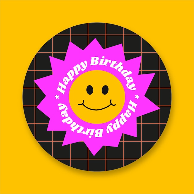 Circle birthday sticker template design