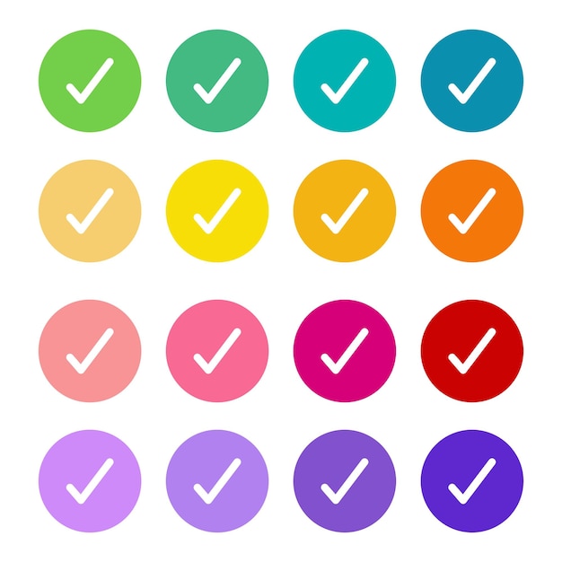 Free Vector circle check marks multiple colours set