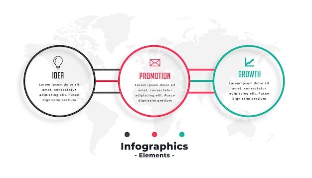 Circle line three steps infographic template