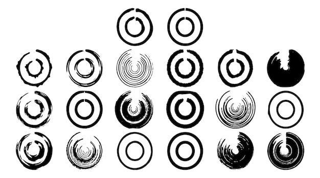 Circle round element doodle hand drawn brush vector illustration