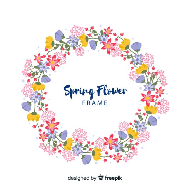 Circle spring floral frame