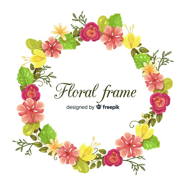 Circled floral frame background