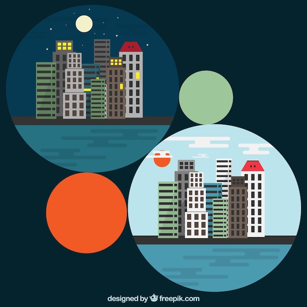 Free Vector circles with a city