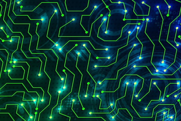 Circuit board background neon style