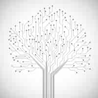 Free vector circuit board tree symbol