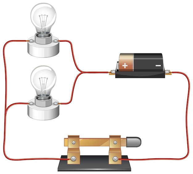 Free Vector circuit diagram with battery and lightbulb