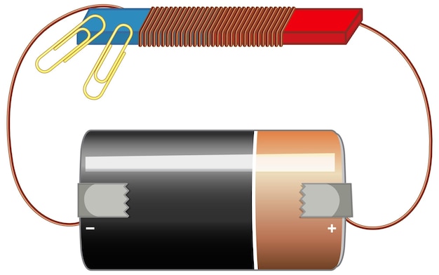 Free Vector circuit diagram with battery and magnet