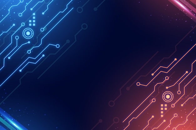 Free Vector circuits blue and red gradient digital background