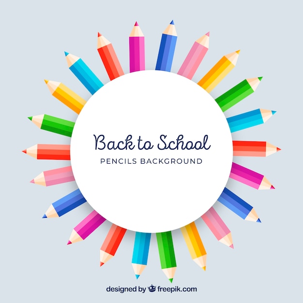 Free Vector circular back to school pencil background