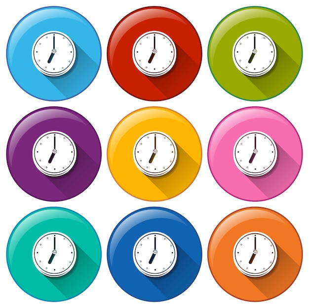 Free vector circular buttons with clocks