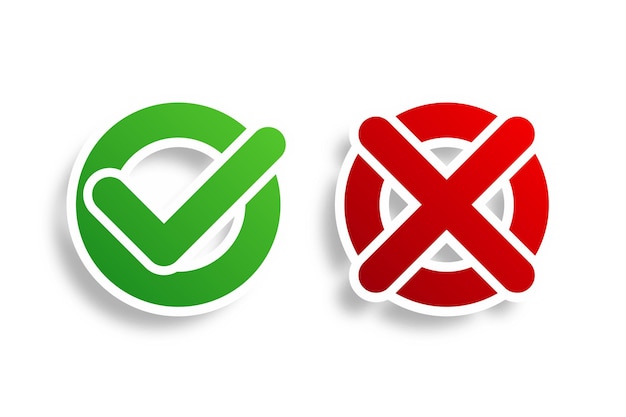 Free vector circular check mark and cross bullet point button