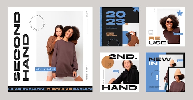 Circular fashion instagram post template