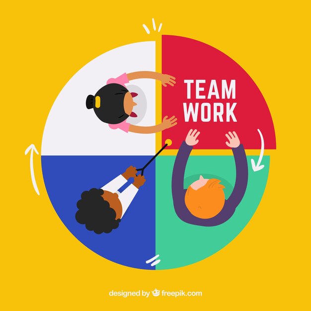 Circular flat teamwork background