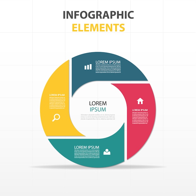 Circular infographics with four colors