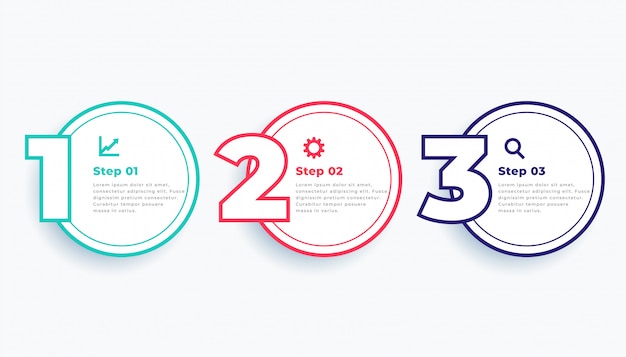 Circular line three steps modern infographics template