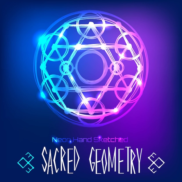 Circular neon geometric shapes