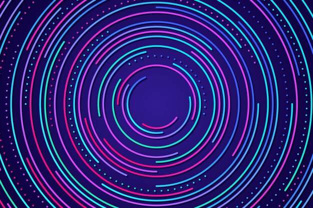 Circular neon shapes background