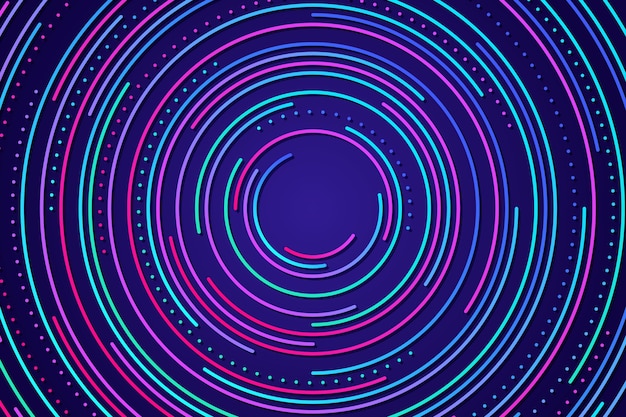 Circular neon shapes background