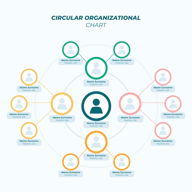 Circular organizational chart infographic design template