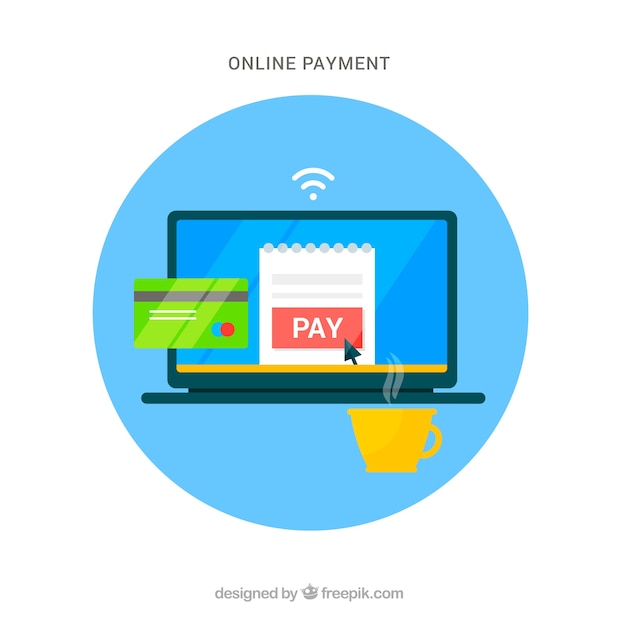 Free Vector circular scene about electronic payment