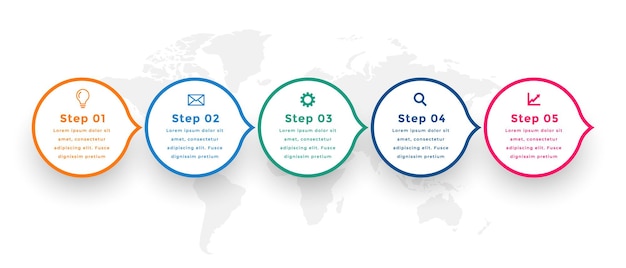 Circular timeline business infographic template with five steps