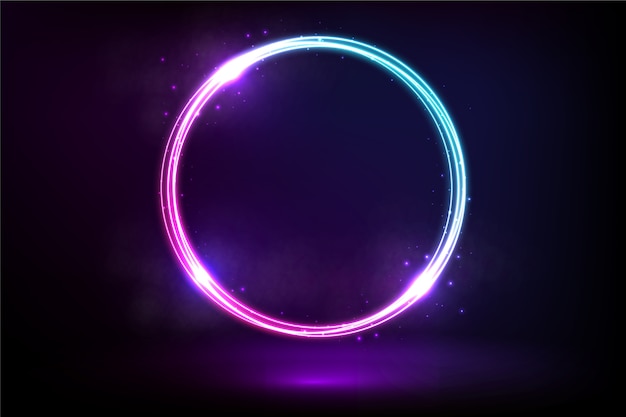 Circular violet and blue neon light background