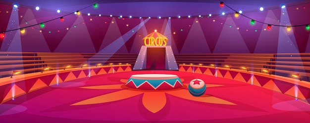 Free Vector circus arena classic round stage under tent dome illustration