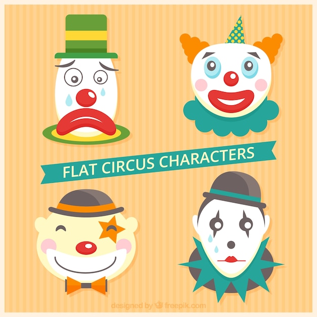 Free Vector circus clown pack in flat design