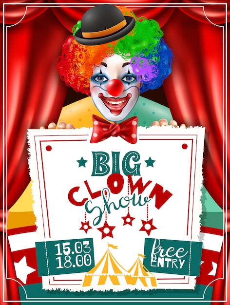 Free vector circus clown show invitation advertisement poster