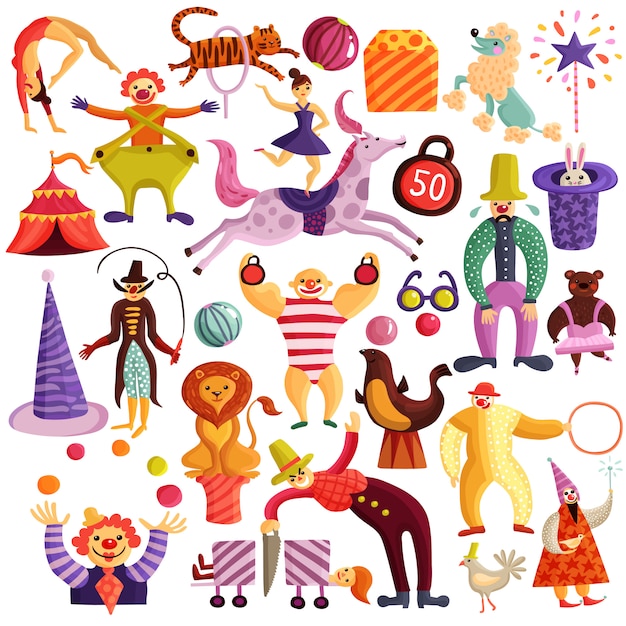 Circus Decorative Icons Set