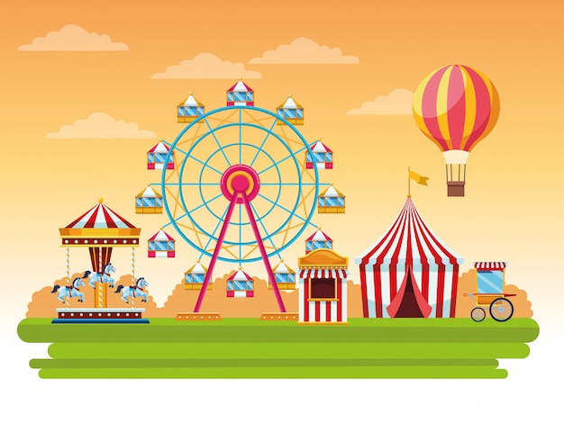 Circus fair festival scenery cartoon