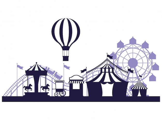 Circus festival fair scenery blue and white colors