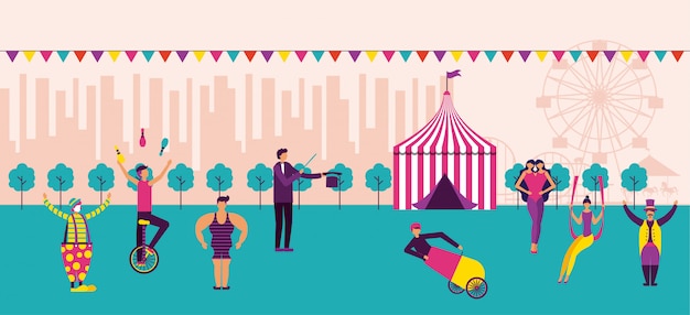 Free Vector circus fun fair