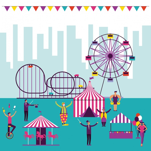 Free Vector circus fun fair