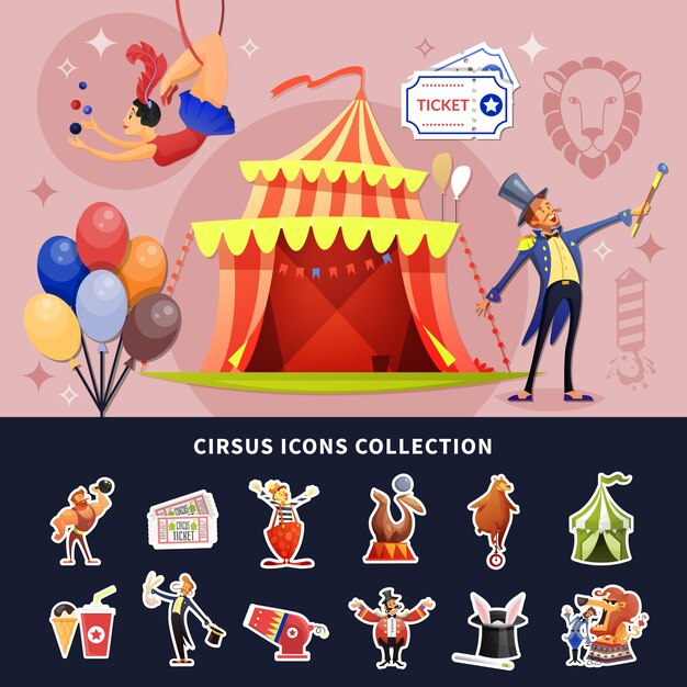 Circus icons and illustration