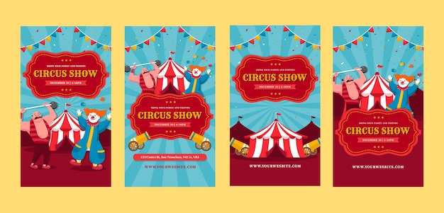 Free Vector circus show instagram stories collection