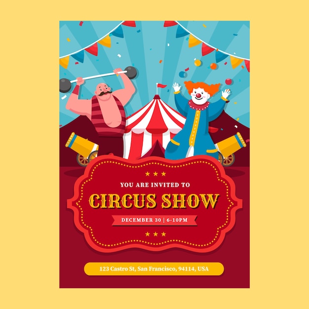 Circus show invitation template