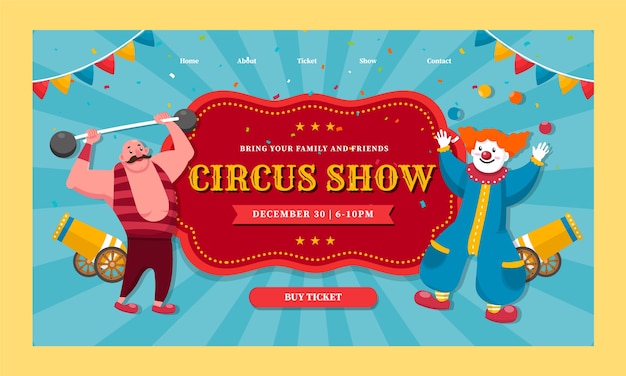 Free Vector circus show landing page template