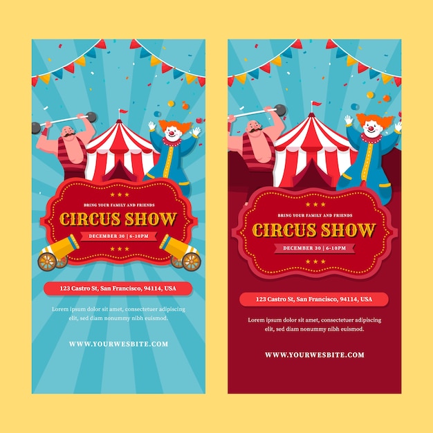 Circus show vertical banners set