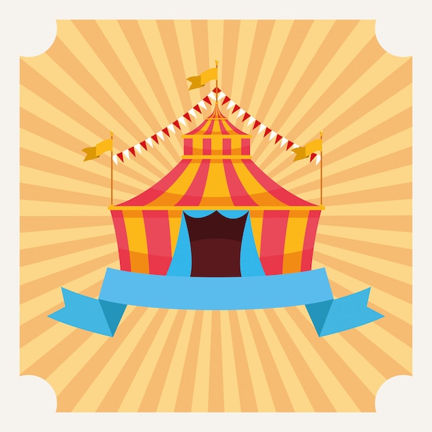 Circus tent with flags cartoon