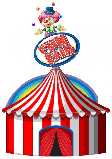 Free Vector circus tent with sign on top and rainbow in background