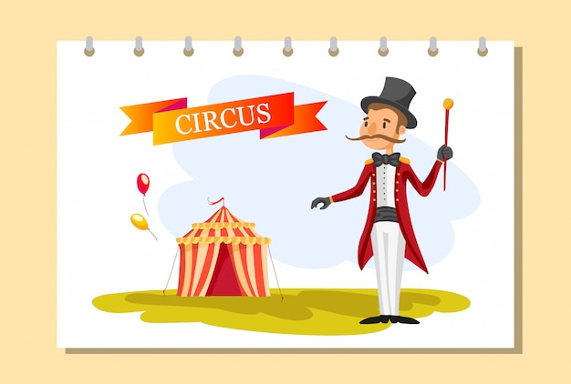 Free Vector circus ticket. carnival poster.circus show. different circus artists. 